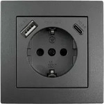 McPower Schutzkontakt-Steckdose, Flair, Quickcharge Anschl&uuml;sse, 1x USB-C, 1x USB-A,