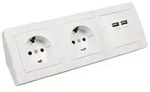 Aufbau Steckdosenblock Flair, 2-fach Schutzkontakt + 2x USB 5V / 2,4A, wei&szlig;