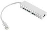 USB-C Dock 2-in-1-Hub, LAN-Adapter, USB 3.0, 5 Gbit/s, RJ45, 1 Gbit/s, 3x USB-A,