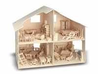 Holzbausatz Puppenhaus mit Möbel