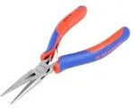 Knipex Elektronik-Greifzange halbrund, Chromstahl, glatte Backen, Doppelfeder, 145mm