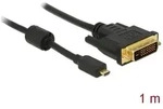 Adapterkabel Micro HDMI Typ D Stecker  DVI-D 24+1 Stecker schwarz - L&auml;nge: 1,0 m