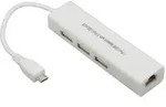 Micro USB 2.0 Fast Ethernet Netzwerkkonverter + 3 Port USB Hub wei&szlig;