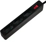 Slim Euro Steckdosenleiste mit Schalter, 3fach, 1,50 m, schwarz