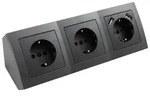 Aufbau Steckdosenblock Flair, 3-fach Schutzkontakt + 2x USB 5V / 2,4A, anthrazit