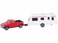 SPEEDZONE Speedzone D/C Pickup mit Wohnwagen Spilezeugauto, Rot/Weiß
