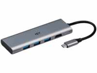 ISY IAD 1016-1 USB-C TO 3X USB-A & HDMI PD Adapter, Silber Aluminium