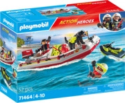 PLAYMOBIL 71464 Feuerwehrboot mit Aqua Scooter Spielset, Mehrfarbig