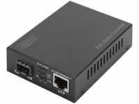 DIGITUS DN-82140 Gigabit Ethernet PoE+ Medienkonverter, Schwarz