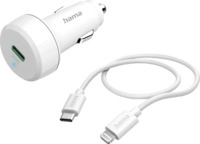 HAMA Lightning auf USB-C Ladekabel + Kfz-Schnellladeger&auml;t Wei&szlig;