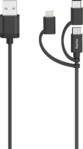 HAMA Micro-USB-Kabel, 3in1, inkl. Adapter auf USB-C & Lightning, 0.75 m Kabel, 0,75