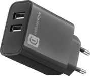 CELLULAR LINE Multipower mit 2 USB-Anschl&uuml;ssen, Ladeger&auml;t Universal, Schwarz