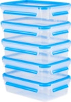 EMSA N10307 Clip & Close MEALPREP-Set 5-tlg Frischhaltedosen Transparent/Blau