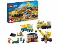 LEGO City 60391 Baufahrzeuge und Kran mit Abrissbirne Bausatz, Mehrfarbig
