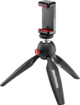 MANFROTTO Pixi Mini Stativ mit Smartphone Klemme, Schwarz, H&ouml;he offen bis 13.5 cm