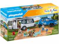 PLAYMOBIL 71423 Wohnwagen mit Auto Spielset, Mehrfarbig