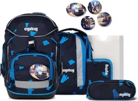 Ergobag 01298-90354-10, ERGOBAG Schultasche Set 6tlg Pack Verfolgungsjagd schwarz