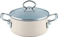 Riess 0711-011, RIESS Kasserolle mit Glasdeckel NOUVELLE 24cm/4l Avorio beige