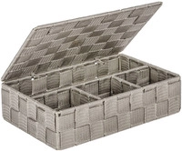 Wenko Badorganizer Adria klein mit Deckel, taupe, Polyproplyen