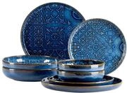 M&auml;ser Kombiservice 8-tlg. UNO TRAD. TILES BLAU, blau, Steinzeug