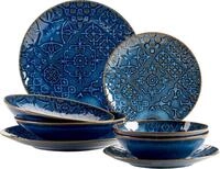 M&auml;ser Kombiservice 8-tlg. TRAD. TILES BLAU, blau, Steinzeug