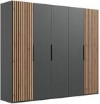 Z2 Dreht&uuml;renschrank 5-t&uuml;rig ANDORRA, eiche/graphit, Holznachbildung