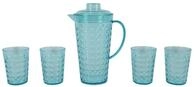 Decoris Kunststoff Glasset mit Karaffe 5-tlg., blau, Kunststoff