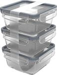 rotho K&uuml;hlschrankdose 3-tlg. 0,75l CLIC &amp; LOCK, blau, Glas