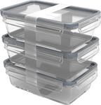 rotho K&uuml;hlschrankdose 3tlg. 1,3l CLIC &amp; LOCK, blau, Glas