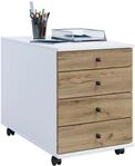 VCM Rollcontainer LONA, wei&szlig;/eiche, Holznachbildung