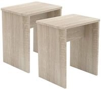 VCM 2er-Set Hocker ESAL, Eiche s&auml;gerau/sonoma, Holznachbildung