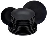 creaTable Tellerset 18-tlg. SOFT TOUCH, schwarz, Steinzeug