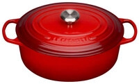 LE CREUSET Br&auml;ter Oval 31cm Kirschrot SIGNATURE, rot, Gusseisen