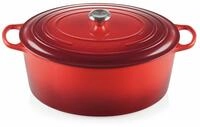 LE CREUSET Br&auml;ter Oval 40cm Kirschrot SIGNATURE, rot, Gusseisen