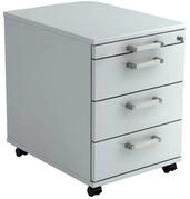 E-Serie Rollcontainer E-PREMIUM, grau, Holznachbildung