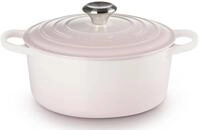 LE CREUSET Br&auml;ter rund 24cm Shell Pink SIGNATURE, rosa, Gusseisen