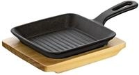 K&Uuml;CHENPROFI BBQ Grillpfanne mit Holzbrett, schwarz, Gusseisen