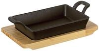 K&Uuml;CHENPROFI BBQ Grillpfanne mit Holzbrett, schwarz, Gusseisen