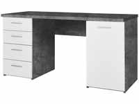 Schreibtisch - grau - Materialmix - 145 cm - 76 cm - 60 cm - Möbel Kraft