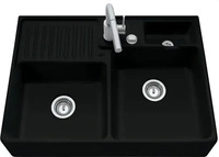 VILLEROY & BOCH 632392S5+HL1+2, Villeroy & Boch Sp&uuml;lstein Doppelbecken Ebony - 6323