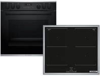 Bosch HND677FH61 Set Einbauherd HET278BB1 Schwarz + Induktionskochfeld...
