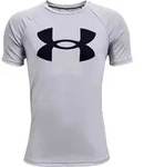 Under Armour Boys' UA Tech Big Logo Short Sleeve mod gray light heather black (011) S