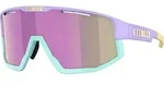 Bliz Fusion matt pastel purple w yellow logo, matt mint jawbone + spare jawbone in