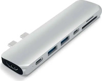 Satechi ST-CMBPS, Satechi USB-C Hub (7 in 2) Silber USB-C 7 in 2