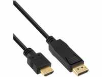 InLine Adapterkabel HDMI Stecker > DisplayPort Stecker 2m, Kabel Adapterkabel...