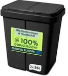 Gardissimo DUO BIN Doppel M&uuml;lleimer Abfalleimer 2x25L schwarz + 2 Ersatzfedern