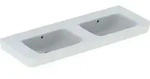 Geberit Renova Plan, Doppelwaschtisch, 130x48 cm, ohne Hahnloch, mit &Uuml;berlauf,