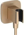 hansgrohe FixFit Q Wandanschluss, mit Brausehalter, 26887140, Farbe: Brushed...