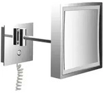 emco LED Rasier- und Kosmetikspiegel, 1-armig, mit Spiralkabel, eckig, chrom,