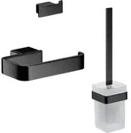 emco loft WC-Set, B&uuml;rstengarnitur, Toilettenpapierhalter, Doppelhaken, schwarz,